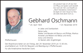 Anzeige von Gebhard Oschmann von MGO