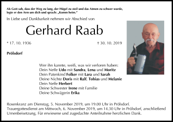 Anzeige von Gerhard Raab von MGO