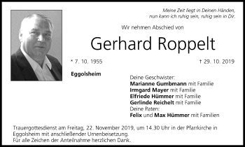 Anzeige von Gerhard Roppelt von MGO