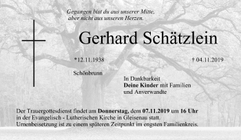 Anzeige von Gerhard Schätzlein von MGO