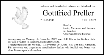 Anzeige von Gottfried Preller von MGO