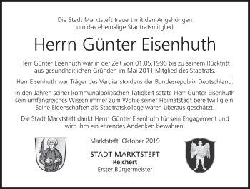 Anzeige von Günter Eisenhuth von MGO