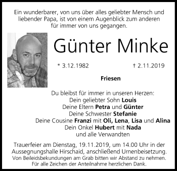Anzeige von Günter Minke von MGO