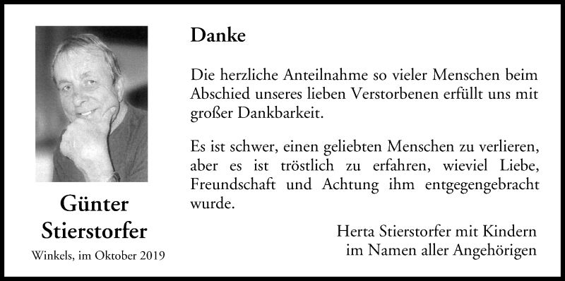  Traueranzeige für Günter Stierstorfer vom 16.11.2019 aus MGO