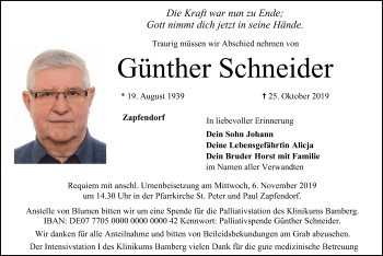 Anzeige von Günther Schneider von MGO
