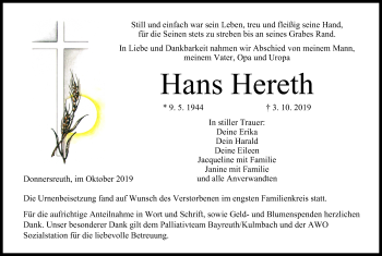 Anzeige von Hans Hereth von MGO
