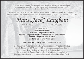 Anzeige von Hans Langbein von MGO
