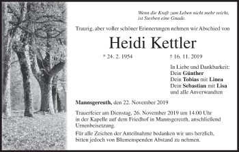 Anzeige von Heidi Kettler von MGO