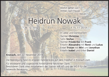 Anzeige von Heidrun Nowak von MGO
