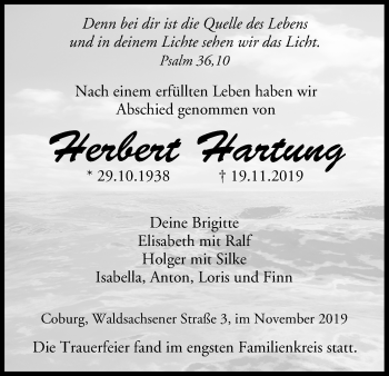 Anzeige von Herbert Hartung von MGO