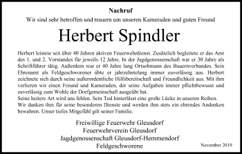 Anzeige von Herbert Spindler von MGO