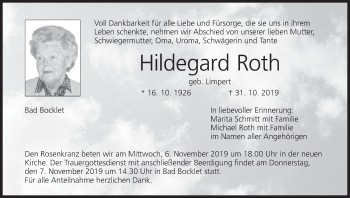 Anzeige von Hildegard Roth von MGO