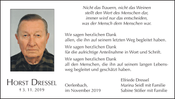 Anzeige von Horst Dressel von MGO