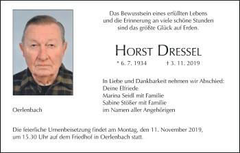 Anzeige von Horst Dressel von MGO