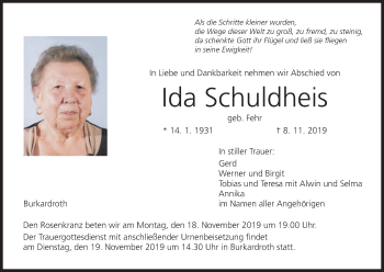 Anzeige von Ida Schuldheis von MGO