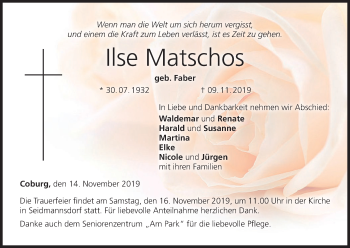 Anzeige von Ilse Matschos von MGO