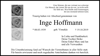 Anzeige von Inge Hoffmann von MGO