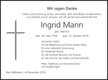 Anzeige von Ingrid Mann von MGO