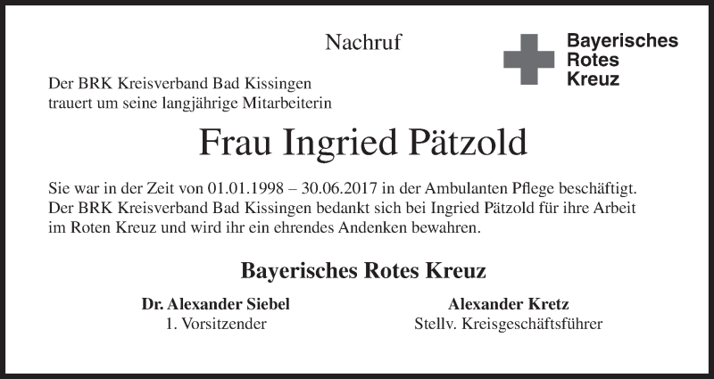  Traueranzeige für Ingried Pätzold vom 05.11.2019 aus MGO