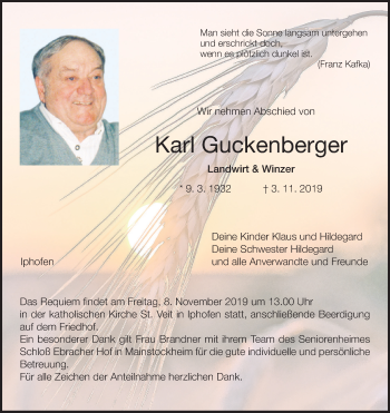 Anzeige von Karl Guckenberger von MGO