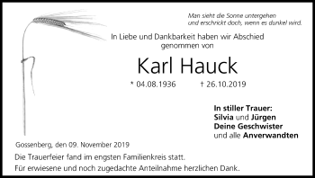 Anzeige von Karl Hauck von MGO