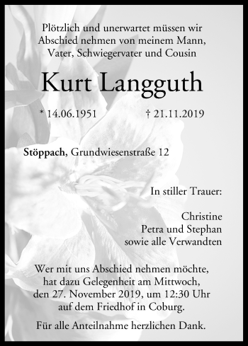 Anzeige von Kurt Langguth von MGO