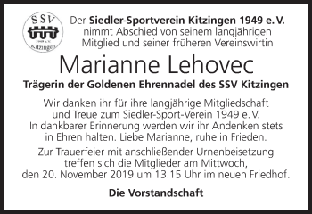 Anzeige von Marianne Lehovec von MGO