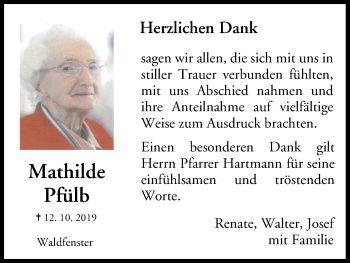 Anzeige von Mathilde Pfülb von MGO