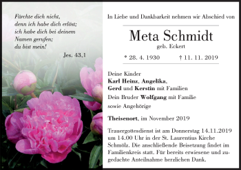 Anzeige von Meta Schmidt von MGO