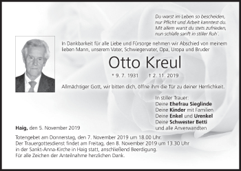 Anzeige von Otto Kreul von MGO