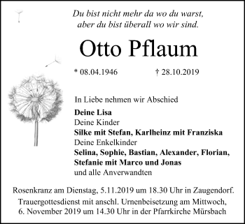 Anzeige von Otto Pflaum von MGO