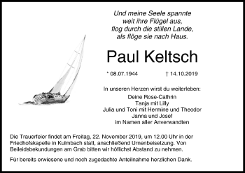 Anzeige von Paul Keltsch von MGO