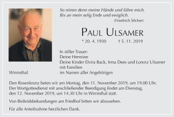 Anzeige von Paul Ulsamer von MGO