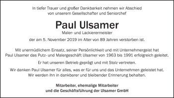 Anzeige von Paul Ulsamer von MGO