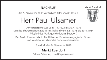 Anzeige von Paul Ulsamer von MGO