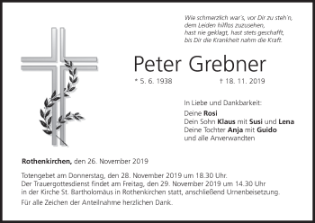Anzeige von Peter Grebner von MGO