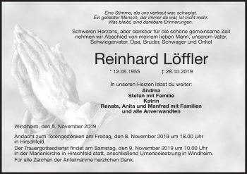 Anzeige von Reinhard Löffler von MGO