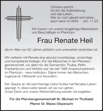 Anzeige von Renate Heil von MGO