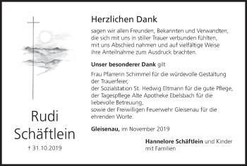 Anzeige von Rudi Schäftlein von MGO