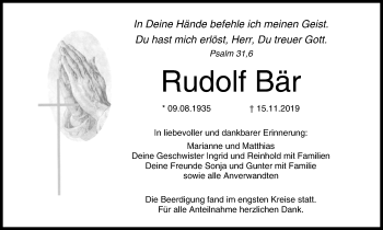 Anzeige von Rudolf Bär von MGO