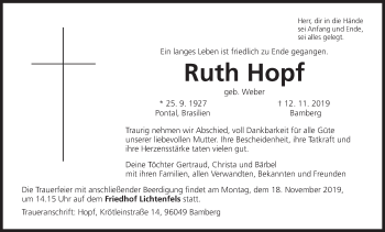 Anzeige von Ruth Hopf von MGO