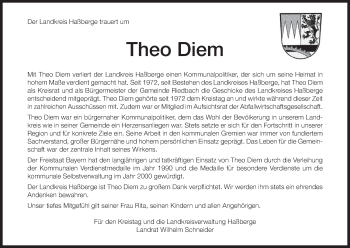 Anzeige von Theo Diem von MGO
