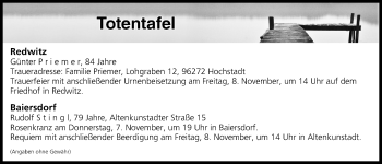 Anzeige von Totentafel vom 07.11.2019 von MGO
