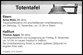 Anzeige von Totentafel vom 08.11.2019 von MGO
