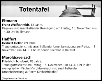 Anzeige von Totentafel vom 14.11.2019 von MGO