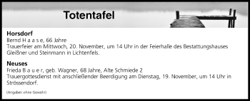 Anzeige von Totentafel vom 19.11.2019 von MGO