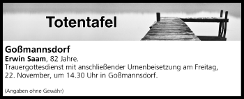 Anzeige von Totentafel vom 20.11.2019 von MGO