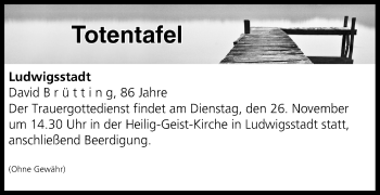 Anzeige von Totentafel vom 26.11.2019 von MGO