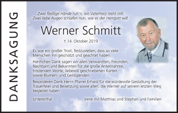 Anzeige von Werner Schmitt von MGO
