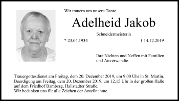 Anzeige von Adelheid Jakob von MGO